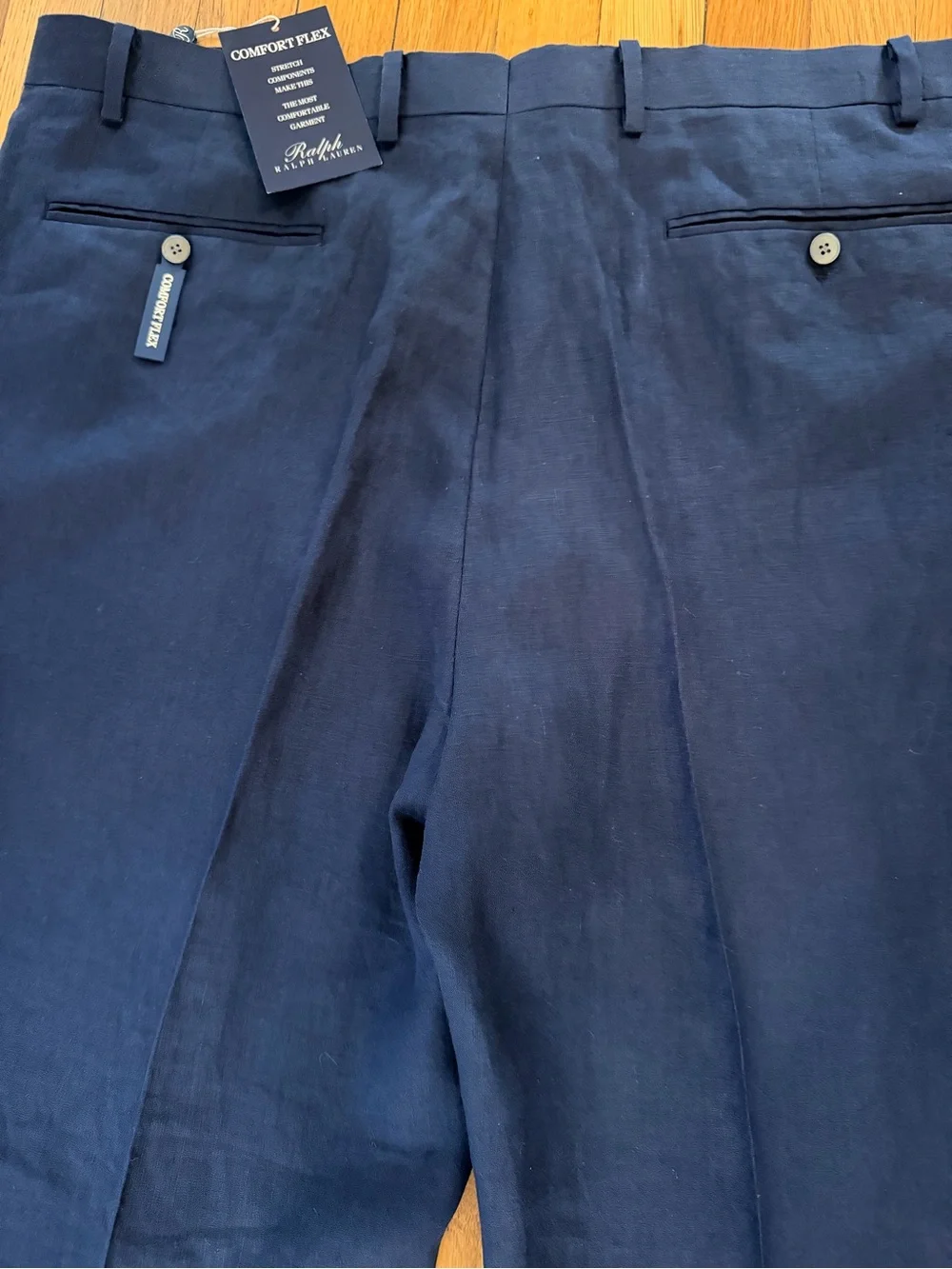Ralph Lauren Navy Linen-Blend Trousers
